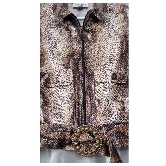 Joseph Ribkoff Snake Print Belted Zip Up Jacket Women's Size 12 - Picture 3 of 6